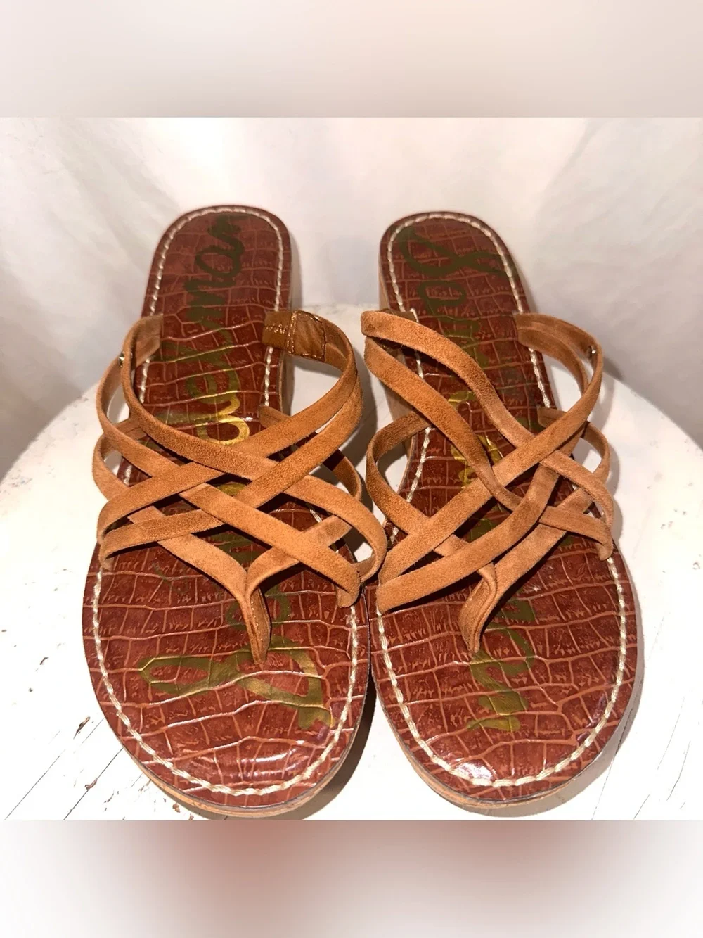 Sam Edelman Brown Cork Platform Wedge Strappy Sandals Size 8.5